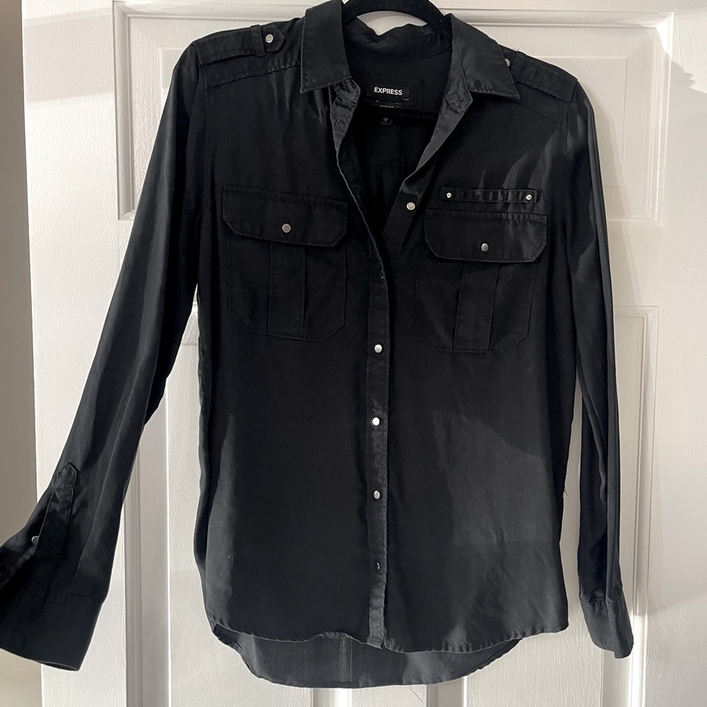 Express Black Boyfriend Button-up Shirt | Size S